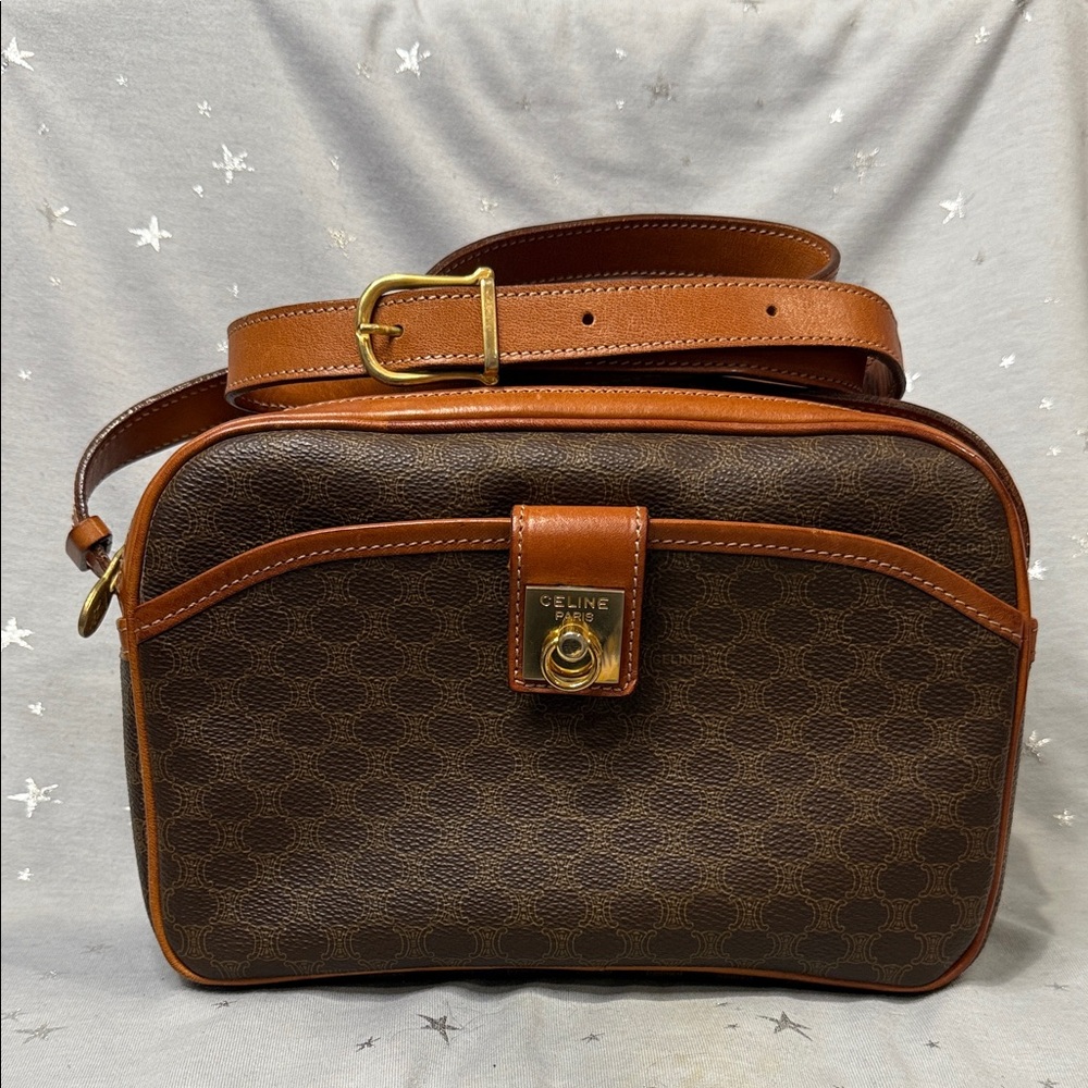 Celine M11 Macadam Brown Double Zip Bag